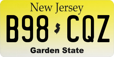 NJ license plate B98CQZ