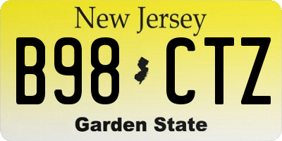 NJ license plate B98CTZ