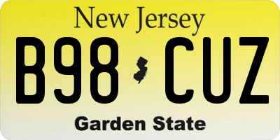 NJ license plate B98CUZ