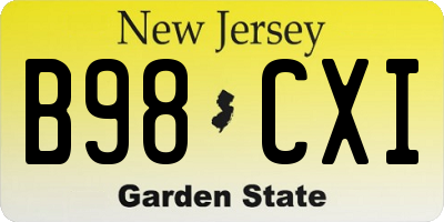 NJ license plate B98CXI