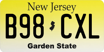 NJ license plate B98CXL