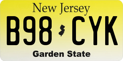 NJ license plate B98CYK
