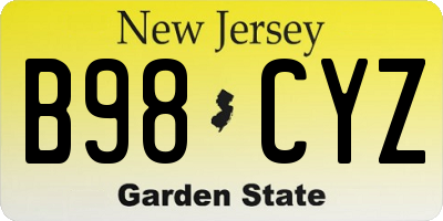 NJ license plate B98CYZ