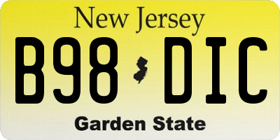 NJ license plate B98DIC