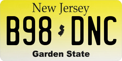 NJ license plate B98DNC