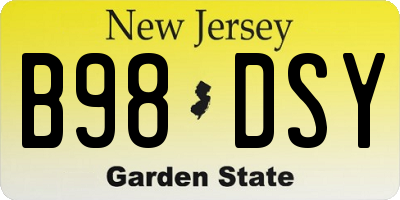 NJ license plate B98DSY