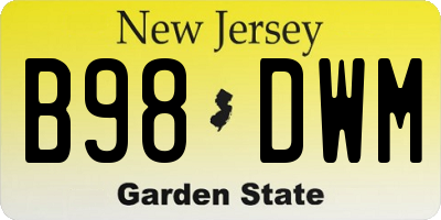 NJ license plate B98DWM