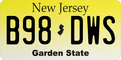NJ license plate B98DWS