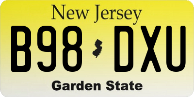 NJ license plate B98DXU