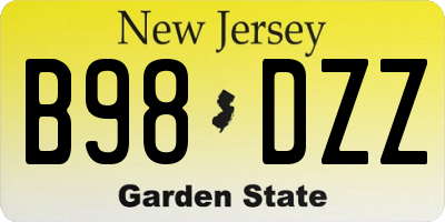 NJ license plate B98DZZ