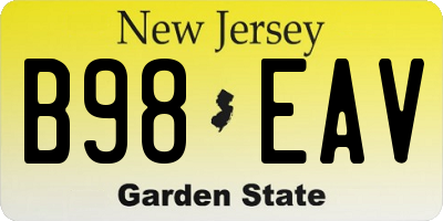 NJ license plate B98EAV