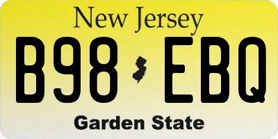 NJ license plate B98EBQ