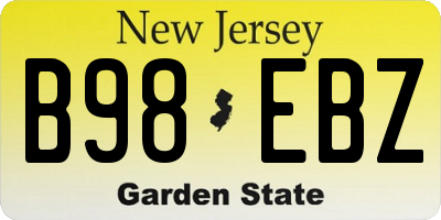 NJ license plate B98EBZ