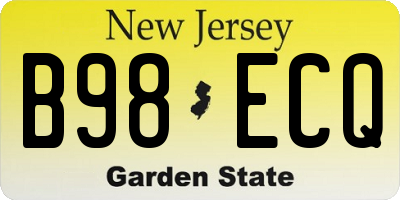 NJ license plate B98ECQ