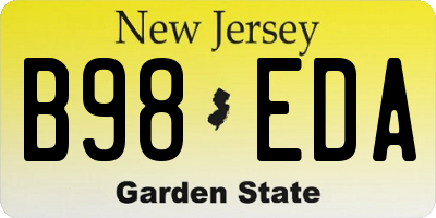 NJ license plate B98EDA