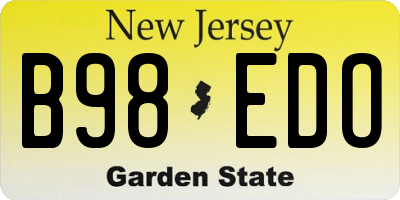 NJ license plate B98EDO