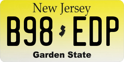 NJ license plate B98EDP
