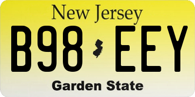 NJ license plate B98EEY