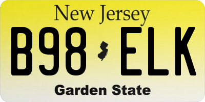 NJ license plate B98ELK