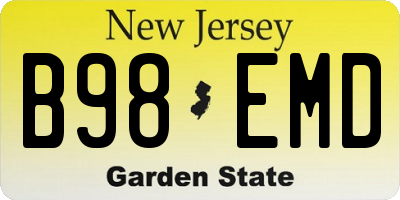 NJ license plate B98EMD