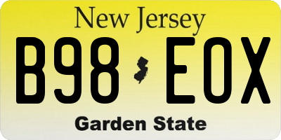 NJ license plate B98EOX