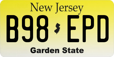NJ license plate B98EPD