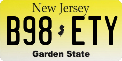 NJ license plate B98ETY