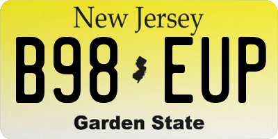 NJ license plate B98EUP