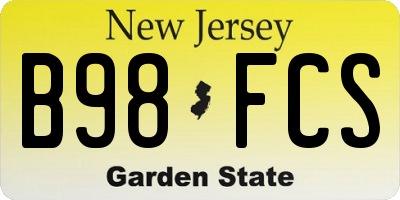 NJ license plate B98FCS