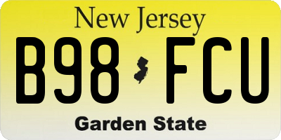 NJ license plate B98FCU