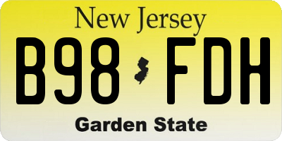 NJ license plate B98FDH