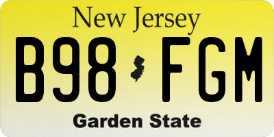 NJ license plate B98FGM