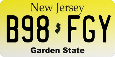 NJ license plate B98FGY
