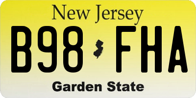 NJ license plate B98FHA