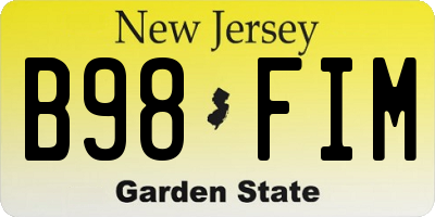 NJ license plate B98FIM