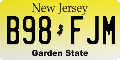 NJ license plate B98FJM