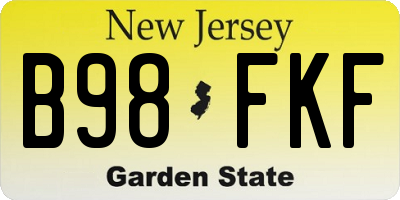 NJ license plate B98FKF
