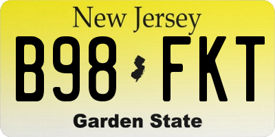NJ license plate B98FKT