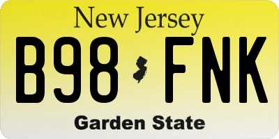 NJ license plate B98FNK