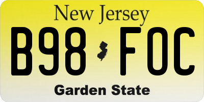 NJ license plate B98FOC