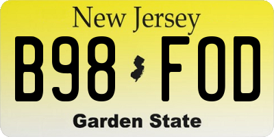 NJ license plate B98FOD