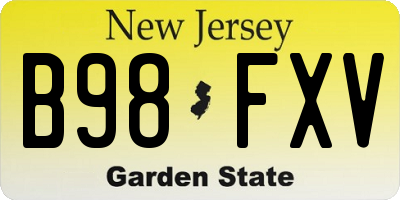 NJ license plate B98FXV