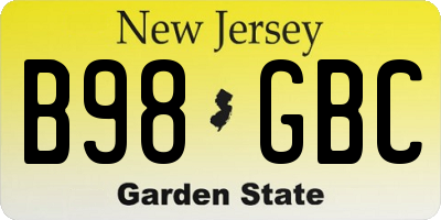 NJ license plate B98GBC