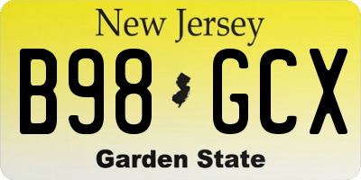 NJ license plate B98GCX