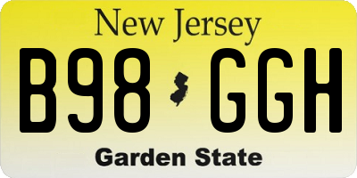 NJ license plate B98GGH