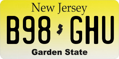 NJ license plate B98GHU
