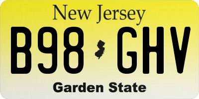 NJ license plate B98GHV