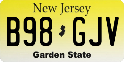 NJ license plate B98GJV
