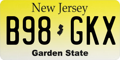 NJ license plate B98GKX