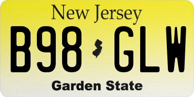 NJ license plate B98GLW